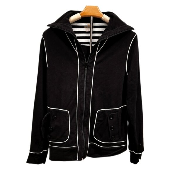 Jones New York MSRP $89 Black Track Jacket Zipper Pockets Althleisure Small - Picture 1 of 7